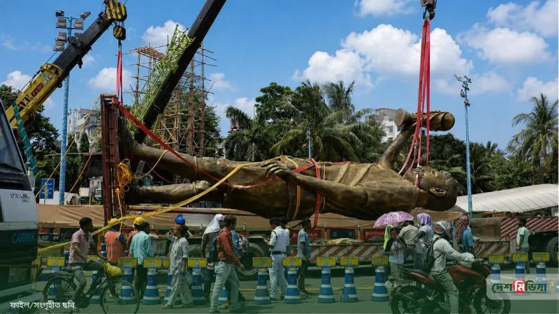 কলকাতার বুক থেকে অপসারিত মেসি: ৭০ ফুটের ভাস্কর্য নিয়ে কেন এই নাটকীয়তা?
