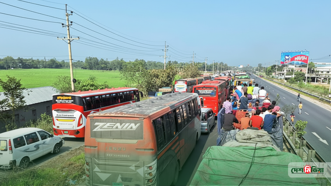 ঢাকা-টাঙ্গাইল-যমুনা সেতু মহাসড়কে থমকে আছে ঈদযাত্রা