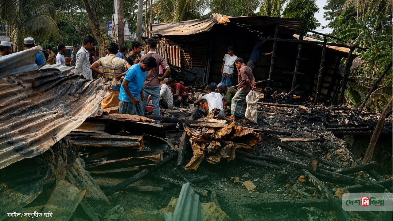 ভোরে আগুনের লেলিহান শিখা! মোরেলগঞ্জে ৭ দোকান ছাই, নিঃস্ব ব্যবসায়ীদের আহাজারি